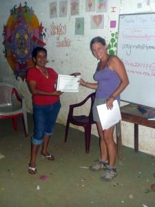 Silvia receives certificate of completion